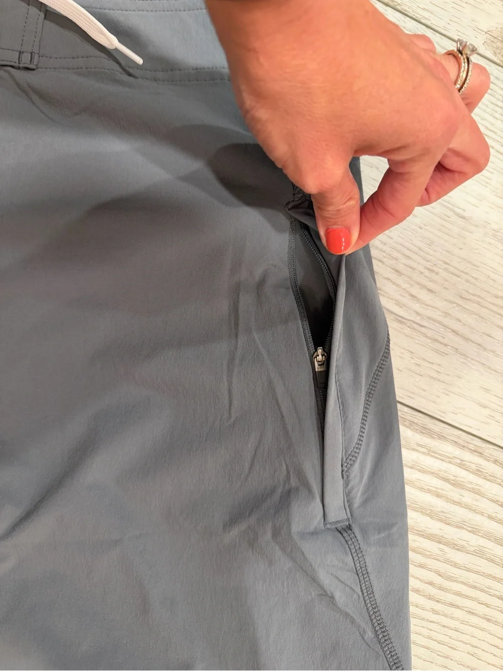 Men's Gray Swim Shorts with Drawstring